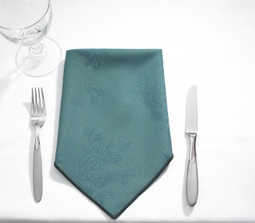 Table Cloth Rose Design 90 inches - Circular - Forest Green