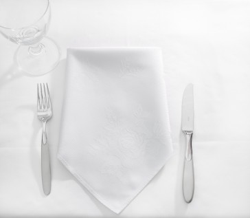 Table Cloth Rose Design 70x70 inches - White