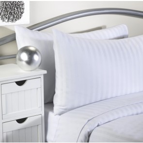 Flame Retardant  Satin Stripe Flat Sheet White - Single