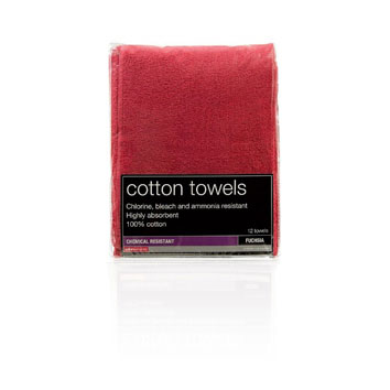 Salon Services Bleach Resistant Towel Fuchsia Pack of 12